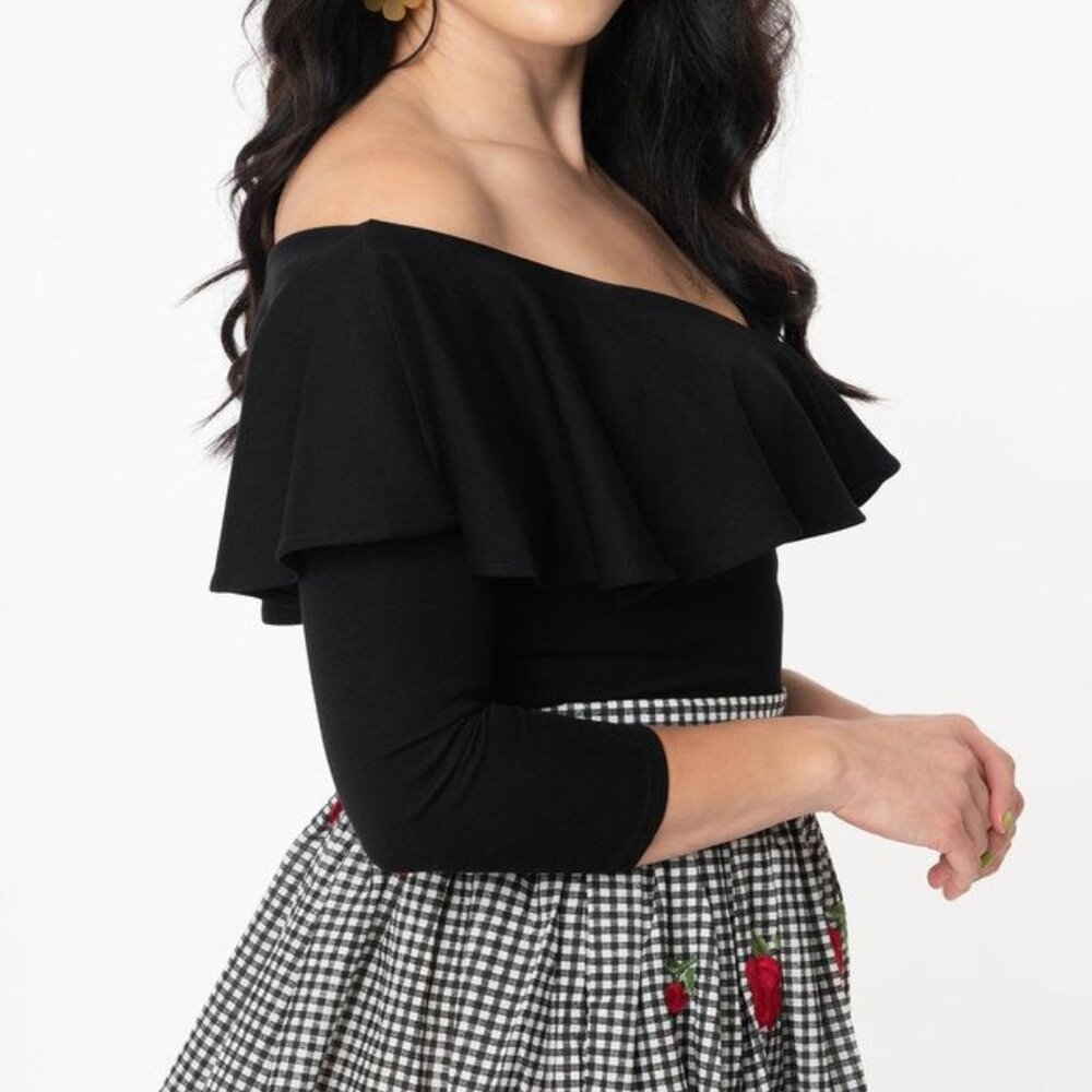Leopard Off Shoulder Ruffle Bisou Top - Picture 4 of 5